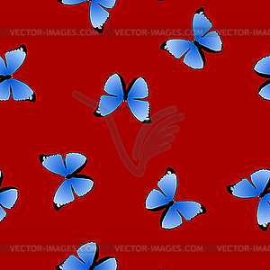 Seamless texture with blue butterfly - vector clipart