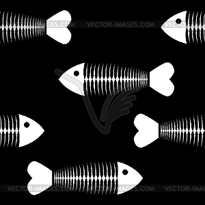 Бесшовных текстур с скелет рыбы - клипарт в формате EPS