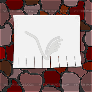 Brick wall with paper - vector clipart