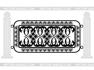 Fence with iron grating - white & black vector clipart