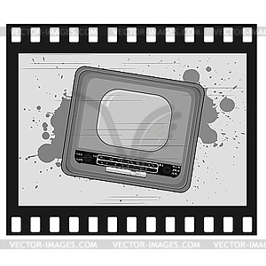 Old frame with old TV - vector image