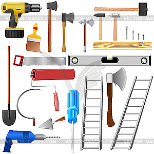 Set of items for repair - vector image