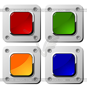 Square buttons on metal background - stock vector clipart