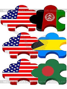 Puzzles with national symbolics of United States America, - vector image