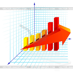 Diagram with red arrow - vector EPS clipart