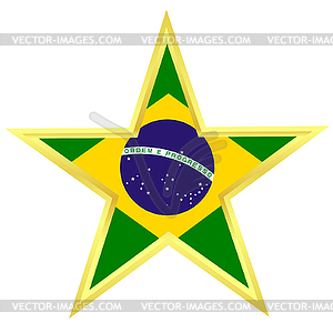 Gold star with flag of Brazil - vector clip art