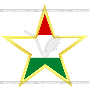 Gold star with flag of Hungary - vector clipart