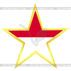 Золотая звезда с флагом Индонезии - иллюстрация в векторе