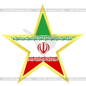 Gold star with flag of Iran - vector EPS clipart