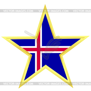 Gold star with flag of Iceland - vector image