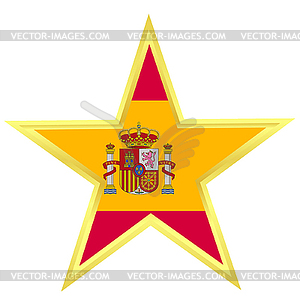 Gold star with flag of Spain - stock vector clipart