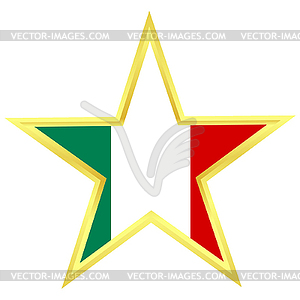 Gold star with flag of Italy - vector clip art