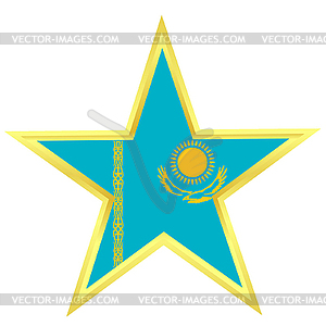 Золотая звезда с флагом Республики Казахстан - векторный дизайн