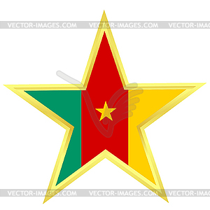 Gold star with flag of Cameroon - vector clipart