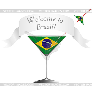 Стекло с национальной символикой Бразилии - векторное изображение EPS