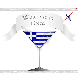 Glass with national symbolics Greece - vector clipart