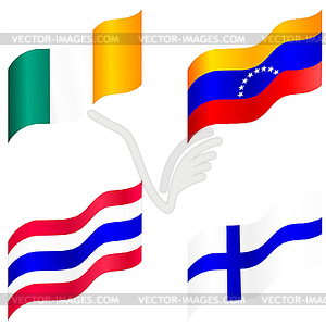 Set of flags of Ireland, Venezuela, Finland, Thailand - vector image