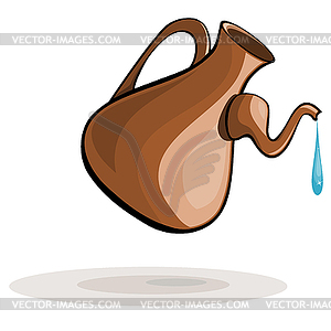 Clay jug and drop of water - vector image