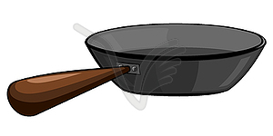 Cast-iron frying pan - color vector clipart