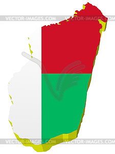 3D map of Madagascar - vector image