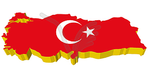 3D map of Turkey - vector clipart