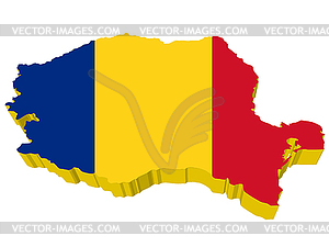 3D map of Romania - vector image