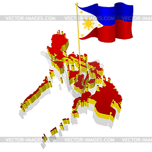 Map of Philippines with national flag - vector clipart