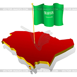 Карта Саудовской Аравии с национальным флагом - клипарт в формате EPS
