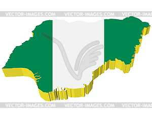 3D map of Nigeria - vector EPS clipart