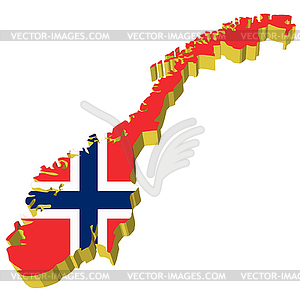 3D map of Norway - vector clipart