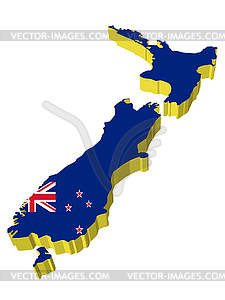 3D map of New Zealand - vector image