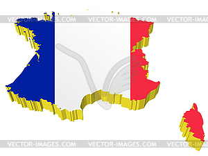 3D-карта Франции - векторный клипарт