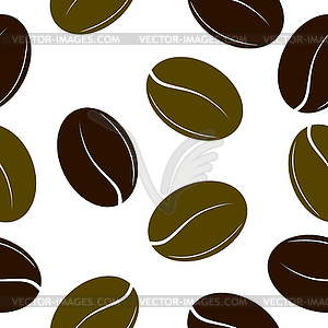 Black and green coffee beans. Seamless texture. - vector image