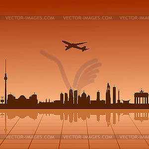 Airplane flying over Berlin - vector clipart