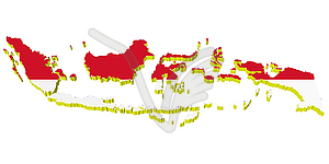 3D-карта Индонезии - векторный клипарт / векторное изображение