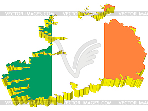 3D map of Ireland - vector image