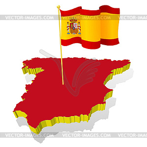 Map of Spain with national flag - vector image