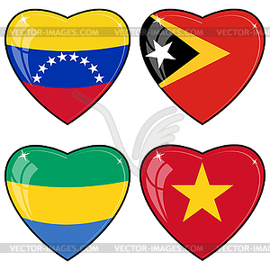 Set of hearts with flags - vector image