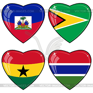 Set of hearts with flags - vector clip art