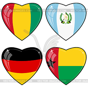 Set of hearts with flags - vector clipart