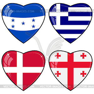 Set of hearts with flags - vector image