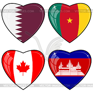 Set of hearts with flags - vector image