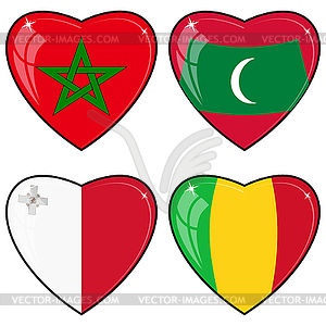 Set of hearts with flags - vector image