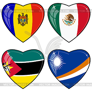 Set of hearts with flags - vector image