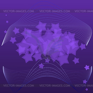 Violet abstract background with stars - vector clipart