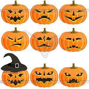 Set of pumpkins for Halloween - vector image