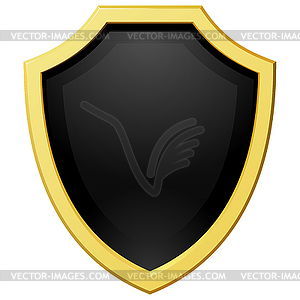 Golden shield with dark background - vector image