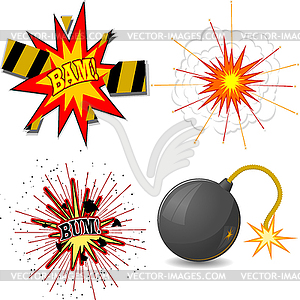 Set of explosions - vector image