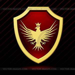 Red shield with eagle and crown - vector clipart / vector image