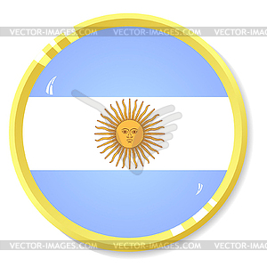 Button with flag Argentina - vector image